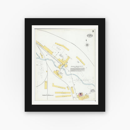 Old map wall art mockup — black gallery frame with white mat — Sanborn Fire Insurance Map from Glenwood City, St. Croix County, Wisconsin (1900), Sheet #0003
