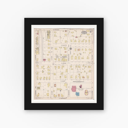 Old map wall art mockup — black gallery frame with white mat — Sanborn Fire Insurance Map from Viroqua, Vernon County, Wisconsin (1922), Sheet #0003