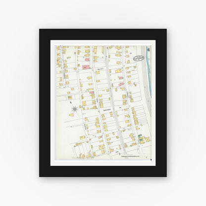 Old map wall art mockup — black gallery frame with white mat — Sanborn Fire Insurance Map from Duncannon, Perry County, Pennsylvania (1904), Sheet #0004