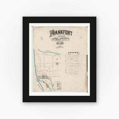 Old map wall art mockup — black gallery frame with white mat — Sanborn Fire Insurance Map from Frankfort, Benzie County, Michigan (1885) - Complete Map Set