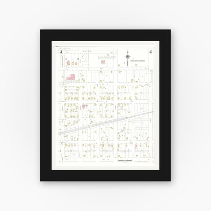 Old map wall art mockup — black gallery frame with white mat — Sanborn Fire Insurance Map from Wilton Junction, Muscatine County, Iowa (1939), Sheet #0004