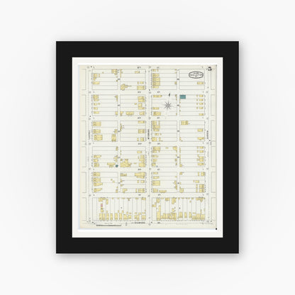 Old map wall art mockup — black gallery frame with white mat — Sanborn Fire Insurance Map from Hazleton, Luzerne County, Pennsylvania (1895), Sheet #0005