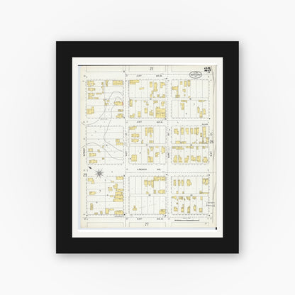 Old map wall art mockup — black gallery frame with white mat — Sanborn Fire Insurance Map from Ashland, Ashland County, Wisconsin (1901), Sheet #0025