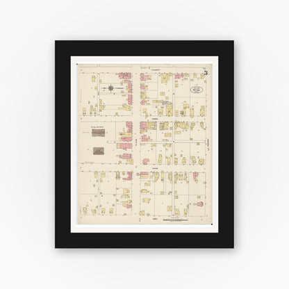 Old map wall art mockup — black gallery frame with white mat — Sanborn Fire Insurance Map from Bethel, Clermont County, Ohio (1922), Sheet #0003