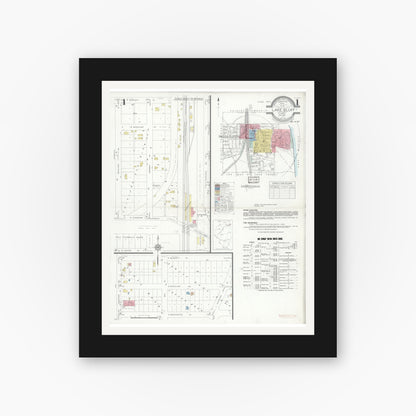Old map wall art mockup — black gallery frame with white mat — Sanborn Fire Insurance Map from Lake Bluff, Lake County, Illinois (1937), Sheet #0001