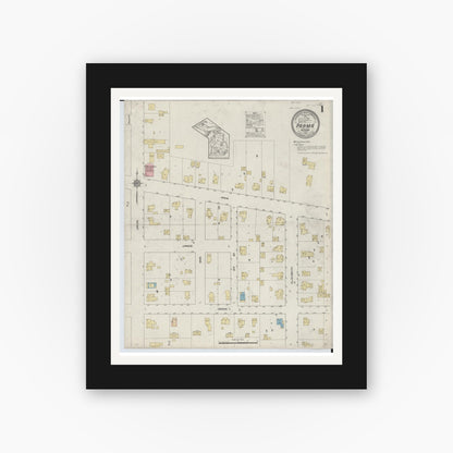 Old map wall art mockup — black gallery frame with white mat — Sanborn Fire Insurance Map from Parma, Jackson County, Michigan (1913) - Complete Map Set