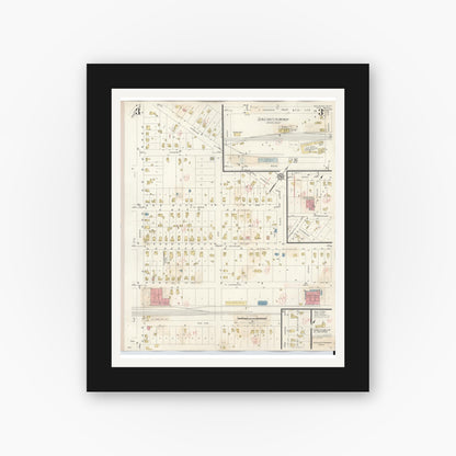 Old map wall art mockup — black gallery frame with white mat — Sanborn Fire Insurance Map from Decatur, Van Buren County, Michigan (1944), Sheet #0003