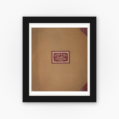 Old map wall art mockup — black gallery frame with white mat — Sanborn Fire Insurance Map from Utica, Oneida County, New York (1950), Sheet #0001