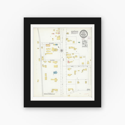 Old map wall art mockup — black gallery frame with white mat — Sanborn Fire Insurance Map from Sheffield, Berkshire County, Massachusetts (1905), Sheet #0001