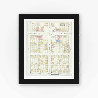 Old map wall art mockup — black gallery frame with white mat — Sanborn Fire Insurance Map from Canal Dover, Tuscarawas County, Ohio (1914), Sheet #0004