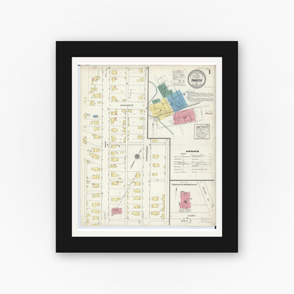 Old map wall art mockup — black gallery frame with white mat — Sanborn Fire Insurance Map from Swanton, Fulton County, Ohio (1913) - Complete Map Set