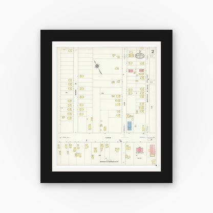Old map wall art mockup — black gallery frame with white mat — Sanborn Fire Insurance Map from Batavia, Genesee County, New York (1912) - Complete Map Set