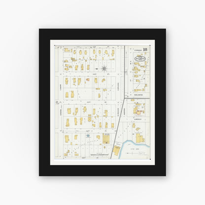 Old map wall art mockup — black gallery frame with white mat — Sanborn Fire Insurance Map from Stillwater, Washington County, Minnesota (1904), Sheet #0018