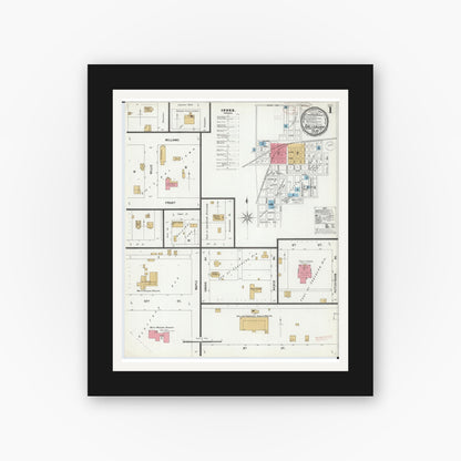 Old map wall art mockup — black gallery frame with white mat — Sanborn Fire Insurance Map from Salisbury, Chariton County, Missouri (1899) - Complete Map Set