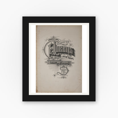Old map wall art mockup — black gallery frame with white mat — Sanborn Fire Insurance Map from Queens, Queens County, New York (1912), Sheet #0001