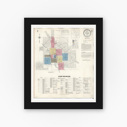 Old map wall art mockup — black gallery frame with white mat — Sanborn Fire Insurance Map from Snyder, Scurry County, Texas (1942) - Complete Map Set