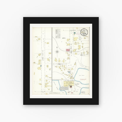 Old map wall art mockup — black gallery frame with white mat — Sanborn Fire Insurance Map from Caspar, Mendocino County, California (1898), Sheet #0001