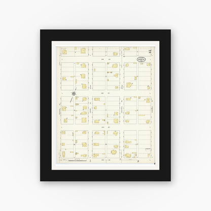 Old map wall art mockup — black gallery frame with white mat — Sanborn Fire Insurance Map from Hamlin, Jones County, Texas (1913), Sheet #0002