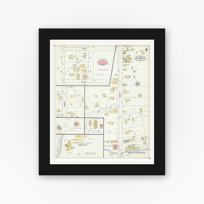 Old map wall art mockup — black gallery frame with white mat — Sanborn Fire Insurance Map from Neillsville, Clark County, Wisconsin (1903), Sheet #0004