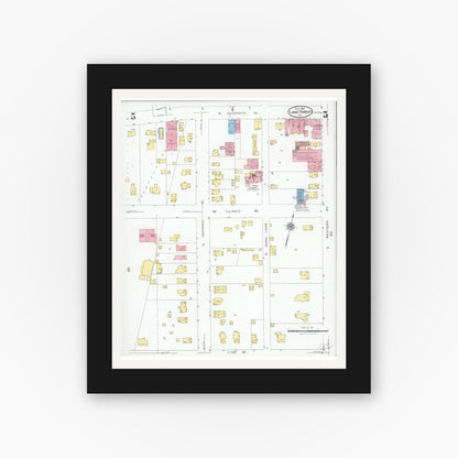 Old map wall art mockup — black gallery frame with white mat — Sanborn Fire Insurance Map from Lake Forest, Lake County, Illinois (1926), Sheet #0005