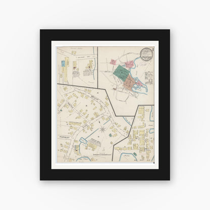 Old map wall art mockup — black gallery frame with white mat — Sanborn Fire Insurance Map from Rockport, Essex County, Massachusetts (1885) - Complete Map Set