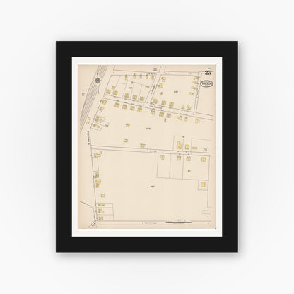 Old map wall art mockup — black gallery frame with white mat — Sanborn Fire Insurance Map from Wilson, Wilson County, North Carolina (1922), Sheet #0025