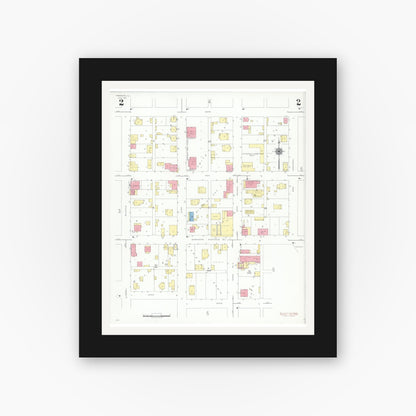 Old map wall art mockup — black gallery frame with white mat — Sanborn Fire Insurance Map from Freeburg, Saint Clair County, Illinois (1941), Sheet #0002