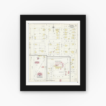 Old map wall art mockup — black gallery frame with white mat — Sanborn Fire Insurance Map from Aledo, Mercer County, Illinois (1913), Sheet #0007