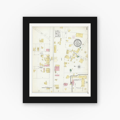 Old map wall art mockup — black gallery frame with white mat — Sanborn Fire Insurance Map from Littleton, Halifax And Warren County, North Carolina (1907) - Complete Map Set