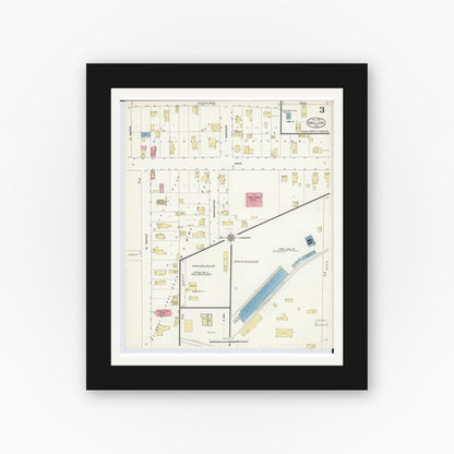 Old map wall art mockup — black gallery frame with white mat — Sanborn Fire Insurance Map from Brillion, Calumet County, Wisconsin (1913), Sheet #0003