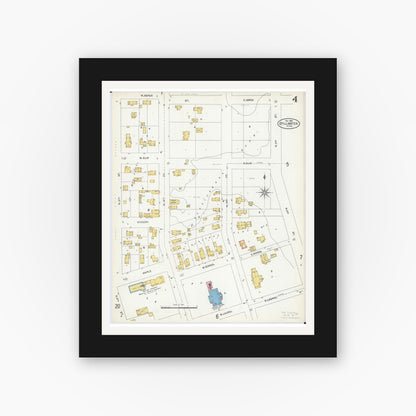 Old map wall art mockup — black gallery frame with white mat — Sanborn Fire Insurance Map from Stillwater, Washington County, Minnesota (1904), Sheet #0004