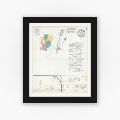 Old map wall art mockup — black gallery frame with white mat — Sanborn Fire Insurance Map from Barre, Worcester County, Massachusetts (1911) - Complete Map Set