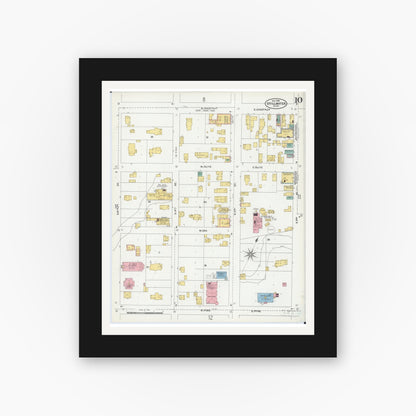 Old map wall art mockup — black gallery frame with white mat — Sanborn Fire Insurance Map from Stillwater, Washington County, Minnesota (1904), Sheet #0010