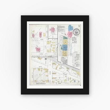 Old map wall art mockup — black gallery frame with white mat — Sanborn Fire Insurance Map from Tomah, Monroe County, Wisconsin (1912) - Complete Map Set