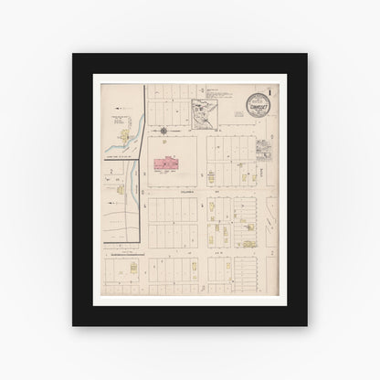Old map wall art mockup — black gallery frame with white mat — Sanborn Fire Insurance Map from Cohasset, Itasca County, Minnesota (1922) - Complete Map Set