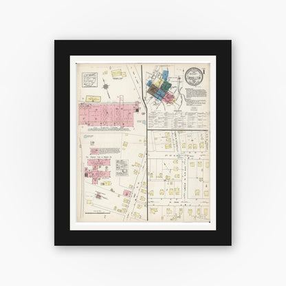 Old map wall art mockup — black gallery frame with white mat — Sanborn Fire Insurance Map from Carrollton, Carroll County, Ohio (1921), Sheet #0001