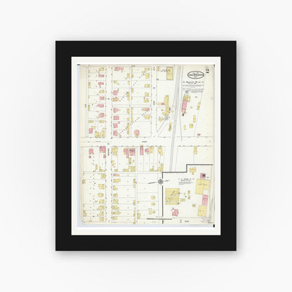 Old map wall art mockup — black gallery frame with white mat — Sanborn Fire Insurance Map from Canal Winchester, Franklin County, Ohio (1915), Sheet #0002