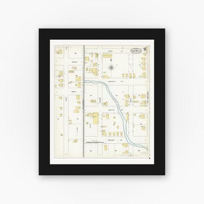 Old map wall art mockup — black gallery frame with white mat — Sanborn Fire Insurance Map from Pablo Beach, Duval County, Florida (1909), Sheet #0002