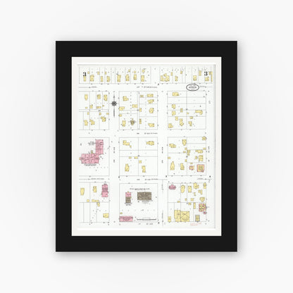 Old map wall art mockup — black gallery frame with white mat — Sanborn Fire Insurance Map from Aitkin, Aitkin County, Minnesota (1929), Sheet #0003