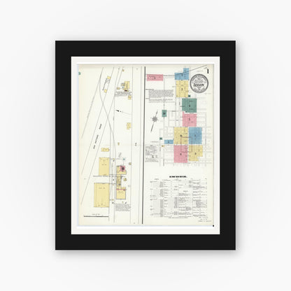 Old map wall art mockup — black gallery frame with white mat — Sanborn Fire Insurance Map from Seguin, Guadalupe County, Texas (1912) - Complete Map Set