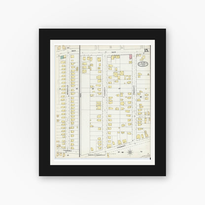 Old map wall art mockup — black gallery frame with white mat — Sanborn Fire Insurance Map from Everett, Middlesex County, Massachusetts (1892), Sheet #0015