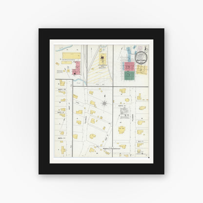 Old map wall art mockup — black gallery frame with white mat — Sanborn Fire Insurance Map from Mount Pleasant, Titus County, Texas (1901) - Complete Map Set