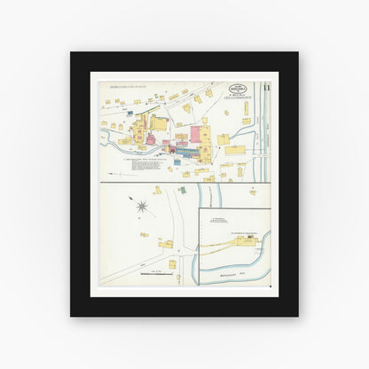 Old map wall art mockup — black gallery frame with white mat — Sanborn Fire Insurance Map from Honesdale, Wayne County, Pennsylvania (1903), Sheet #0011