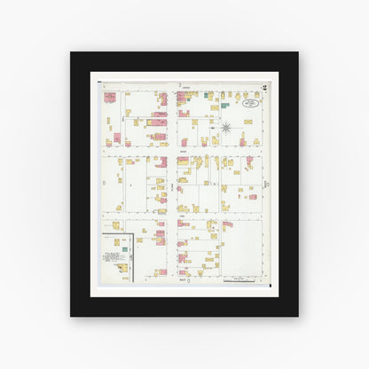 Old map wall art mockup — black gallery frame with white mat — Sanborn Fire Insurance Map from Bethel, Clermont County, Ohio (1904), Sheet #0002