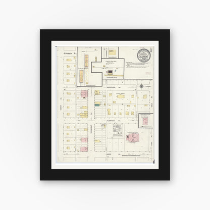 Old map wall art mockup — black gallery frame with white mat — Sanborn Fire Insurance Map from Coleraine, Itasca County, Minnesota (1909) - Complete Map Set