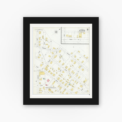 Old map wall art mockup — black gallery frame with white mat — Sanborn Fire Insurance Map from Belle Vernon, Fayette County, Pennsylvania (1900), Sheet #0003