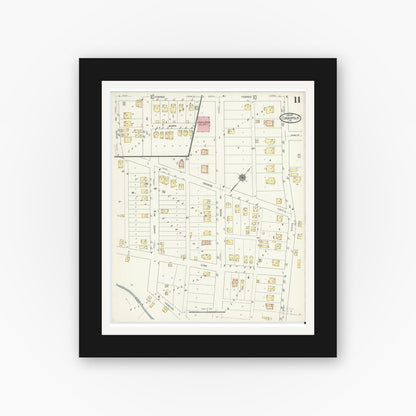 Old map wall art mockup — black gallery frame with white mat — Sanborn Fire Insurance Map from Coraopolis, Allegheny County, Pennsylvania (1911), Sheet #0011