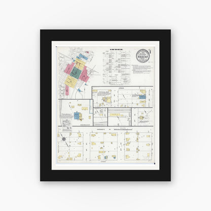 Old map wall art mockup — black gallery frame with white mat — Sanborn Fire Insurance Map from Wadena, Wadena County, Minnesota (1909) - Complete Map Set
