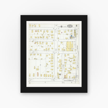 Old map wall art mockup — black gallery frame with white mat — Sanborn Fire Insurance Map from Hartford, Washington County, Wisconsin (1918), Sheet #0003