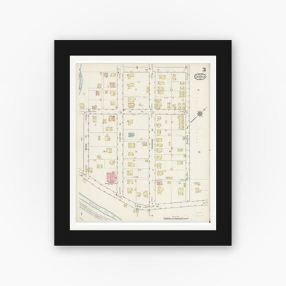Old map wall art mockup — black gallery frame with white mat — Sanborn Fire Insurance Map from Oakdale, Allegheny County, Pennsylvania (1915), Sheet #0003